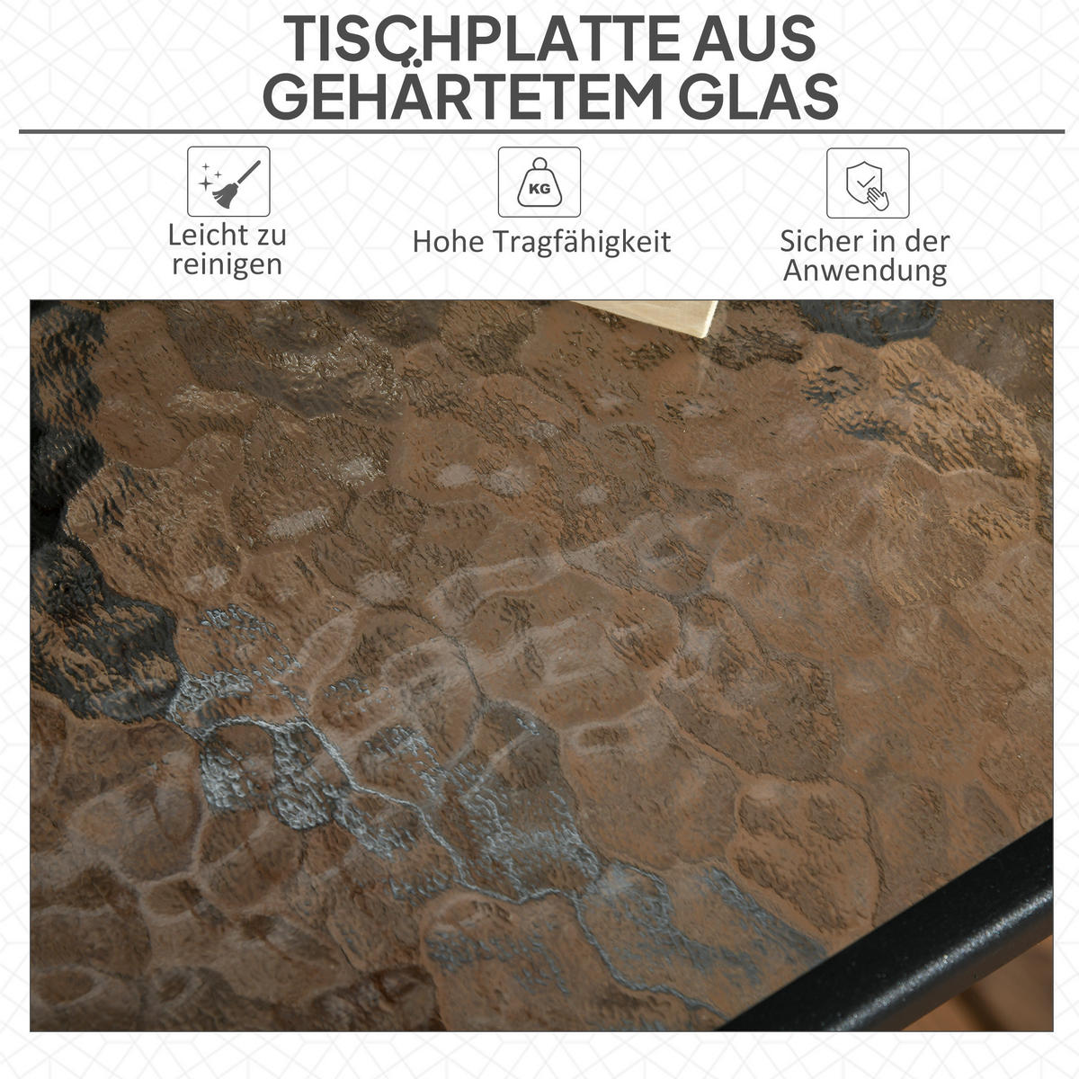 GARTENTISCH Metall 76x76 cm - Schwarz, Metall (76/76/72cm) - Outsunny