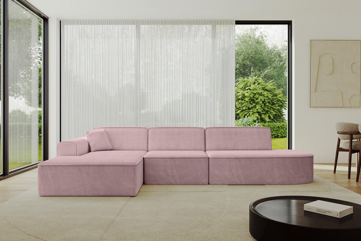 ECKSOFA Ottomane Links IREA-L2-v3 - 328x171x79 cm Rosa - Rosa, Holzwerkstoff/Textil (328/171cm) - ALTDECOR