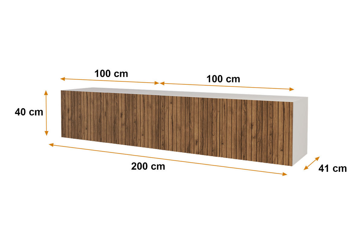 LOWBOARD KITO-W 2x100x40x41 cm - Weiß / Katania - Eiche Wotan, Holzwerkstoff (200/40/41cm) - ALTDECOR