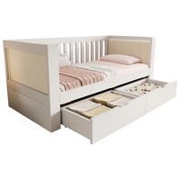 POLSTERBETT 90/190 cm mit 2 Schubladen, gepolsterter Rückenlehne und Lattenrost, Holz, Weiß - Weiß, Textil (90/190cm) - Redom