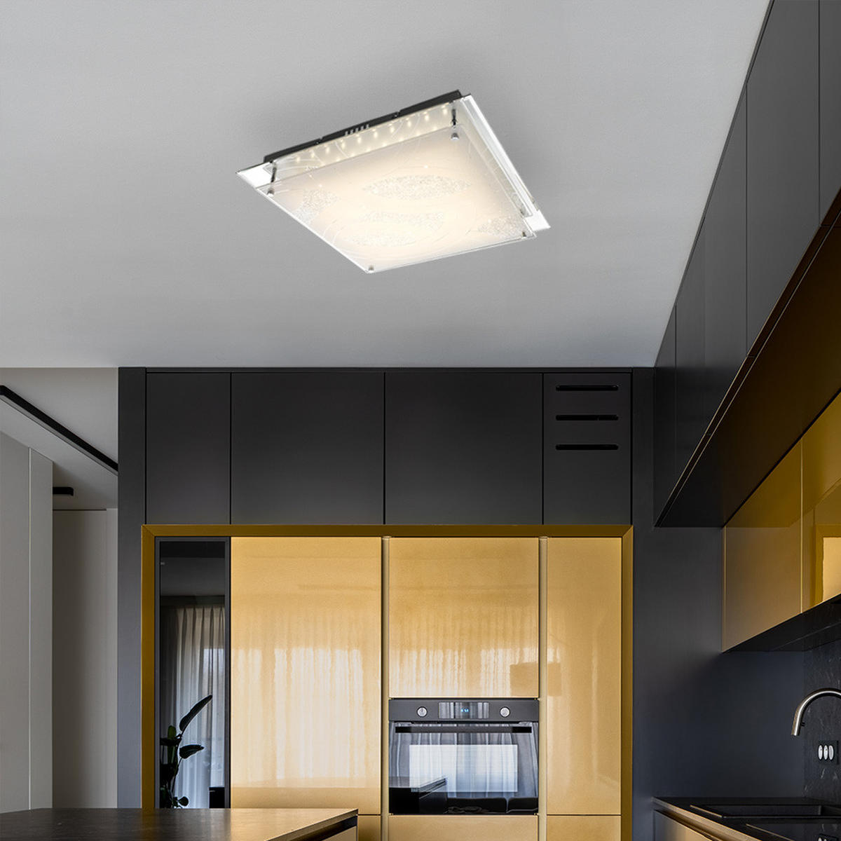 LED DECKENLEUCHTE Chrom Glas Silber - Silberfarben, Glas (43/43/8cm) - Globo Lighting