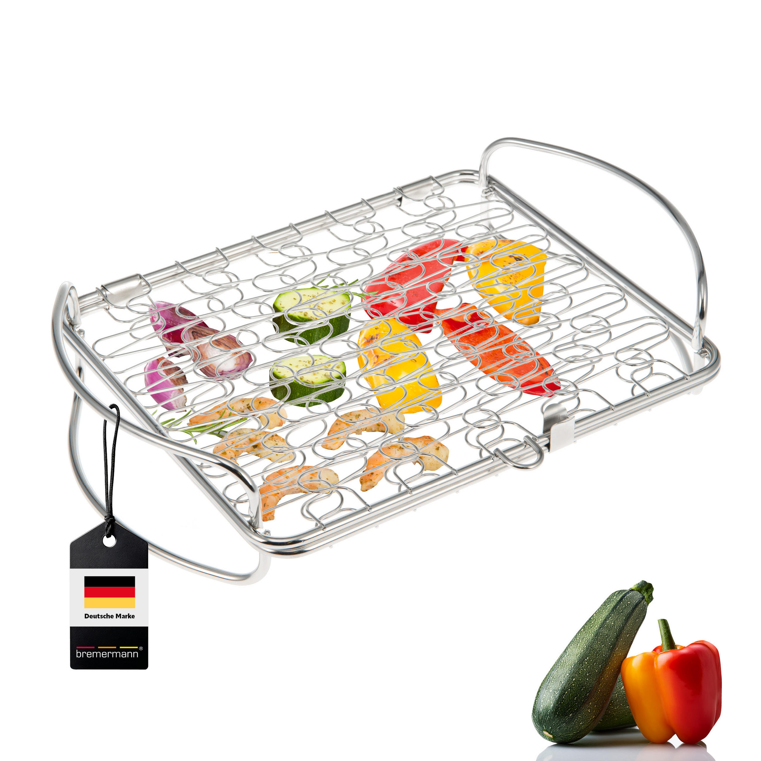 GRILLKORB, silber, Edelstahl - Edelstahlfarben, Metall (21.4/29.7/6.3cm) - bremermann