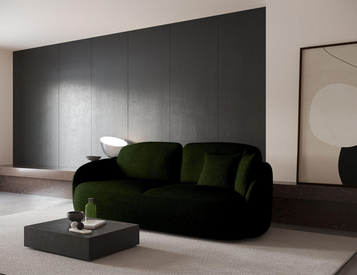 3-SITZER-SOFA Savoy Olivgrün mit Schlaffunktion - Schwarz/Olivgrün, Kunststoff/Textil (254/96/105cm) - Selsey