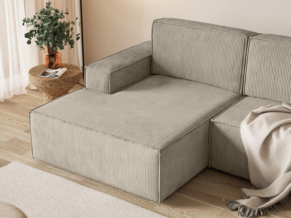 ECKSOFA KOKKO MINI mit Schlaffunktion, Beige - Beige, Textil (240/167cm) - Fedve