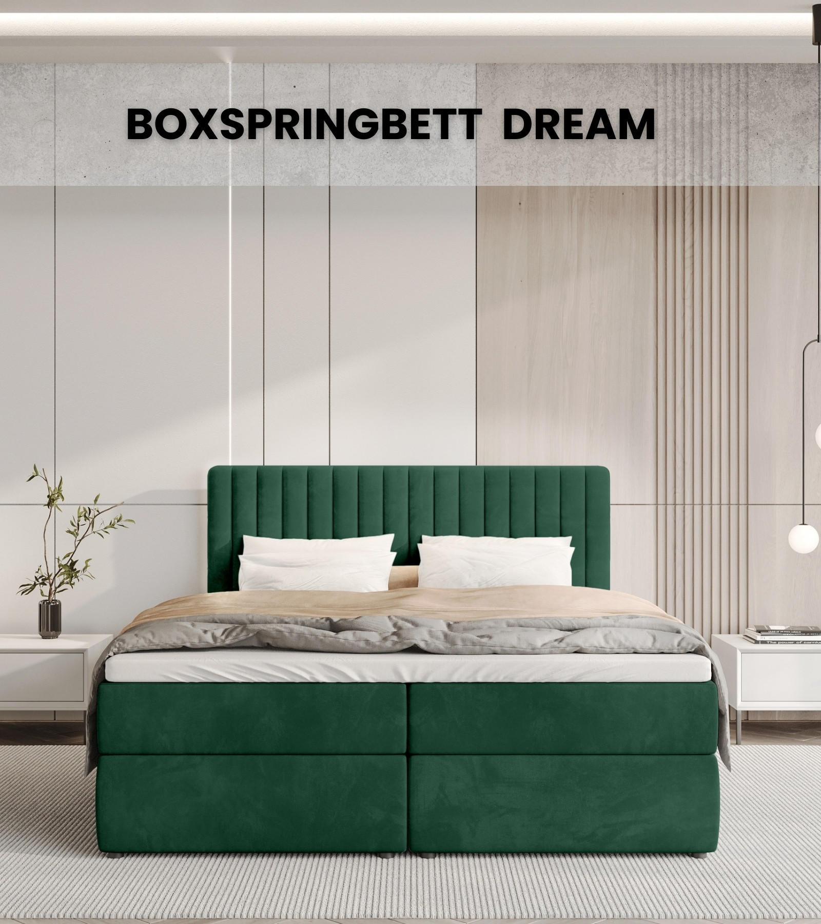 BOXBETT Dream mit Topper 180/200 Grün - Grün, Holzwerkstoff/Textil (180/200cm) - Bromarkt