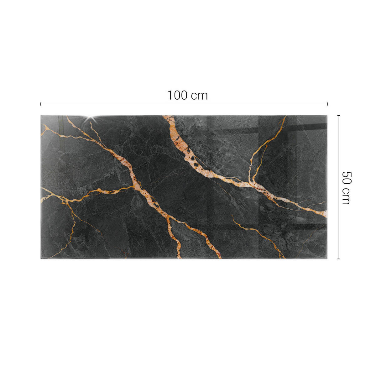 TISCHPLATTE 100x50 cm Marmoroptik mit Aderung - Rotbraun/Schwarz, Glas (100/50/0.4cm) - TULUP