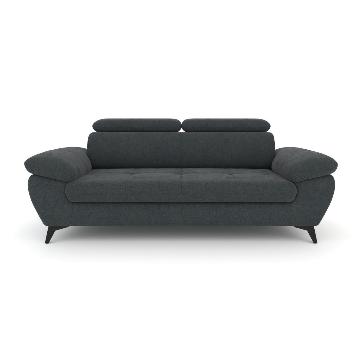 3-SITZER Karlstad Chenille Grau verstell. Kopfstützen B 215 cm - Anthrazit, Kunststoff/Textil (215/84/100cm) - foamnova