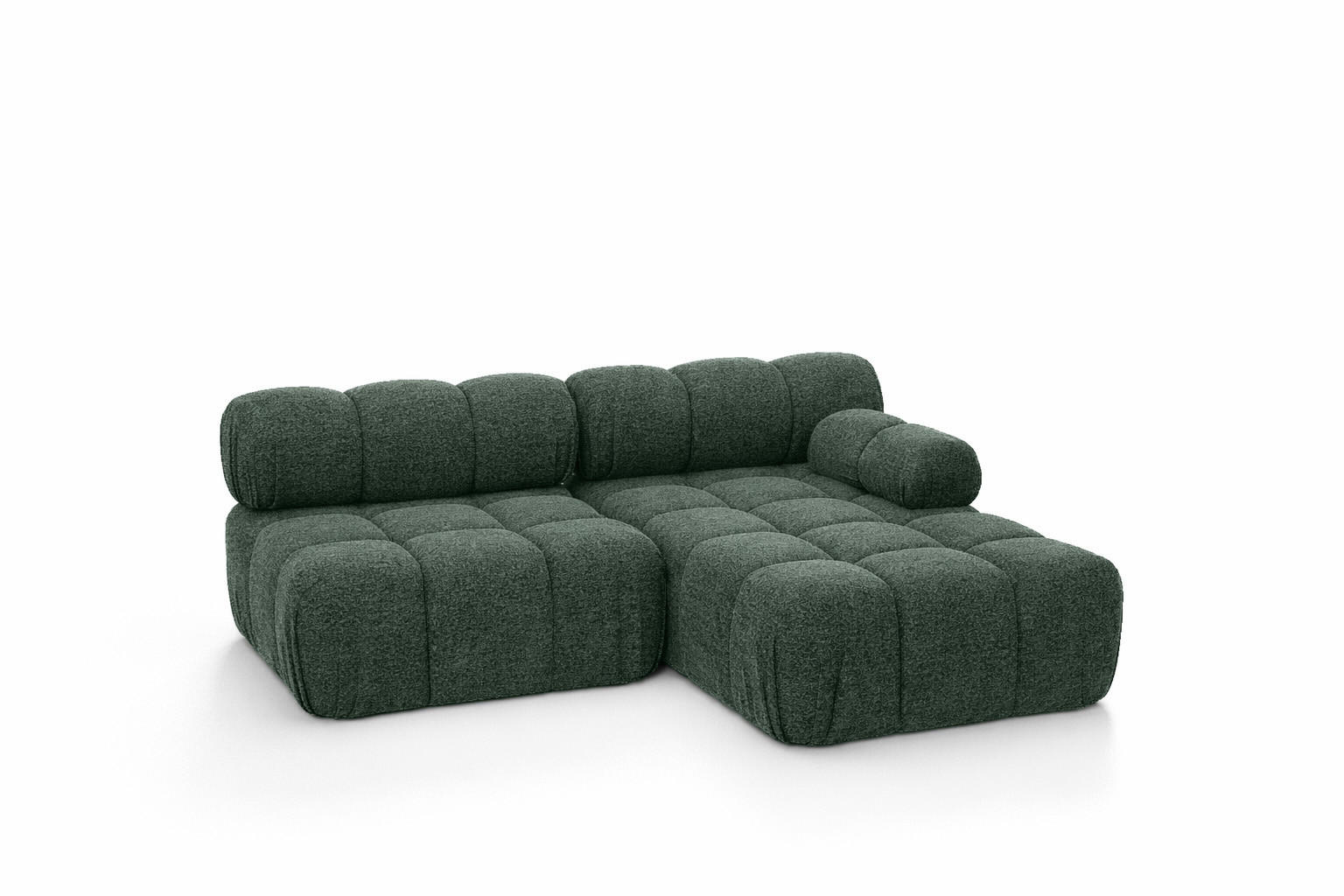 ECKSOFA L-Form Mini II Modular, Bouclé-Stoff Abriamo, Dunkelgrün, Rechts, Selia - Dunkelgrün, Holz (190/160cm) - Kaiser Möbel