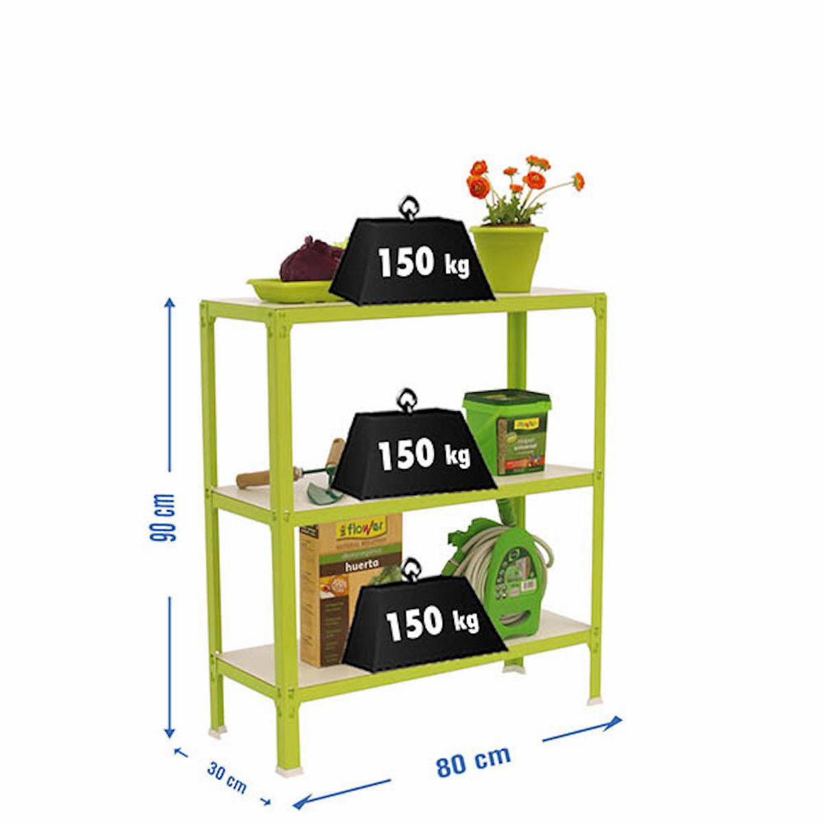 WOHNREGAL Living Koala Wood mit 3 Fachböden HxBxT 90 x 80 x 30 cm Grün/Weiß - Grün, Metall (80/90/30cm) - PROREGAL