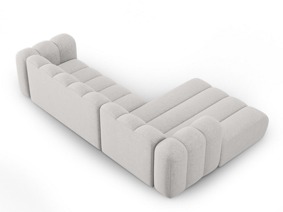 ECKSOFA modular links Lupine aus Chenille-Stoff hellgrau 4 Sitzplätze - Hellgrau, Textil (177/290cm) - Micadoni