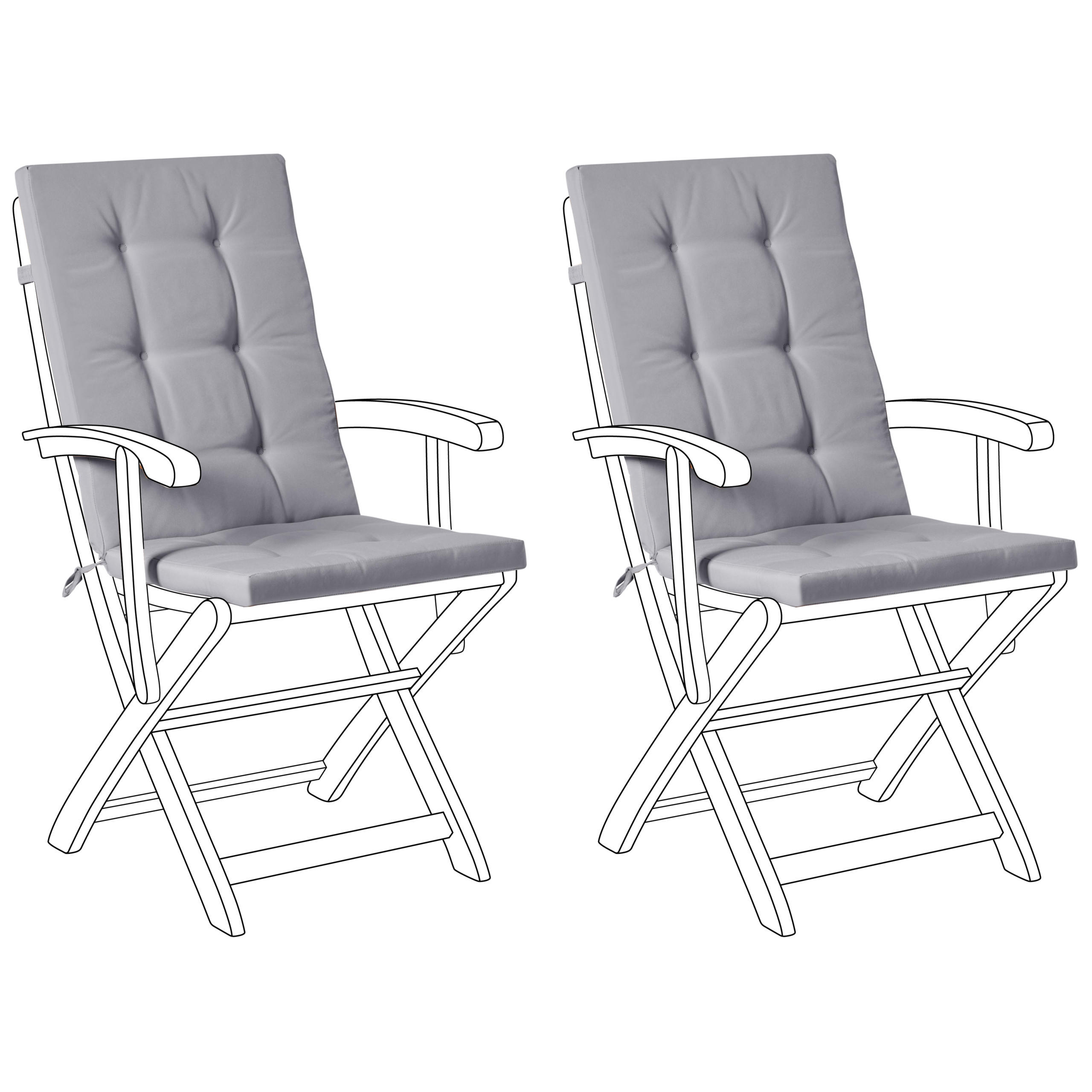 Sitzauflagen 2er-Set Hellgrau 42/95 cm Maui Premium - Hellgrau, Textil (95/5/42cm) - Beliani