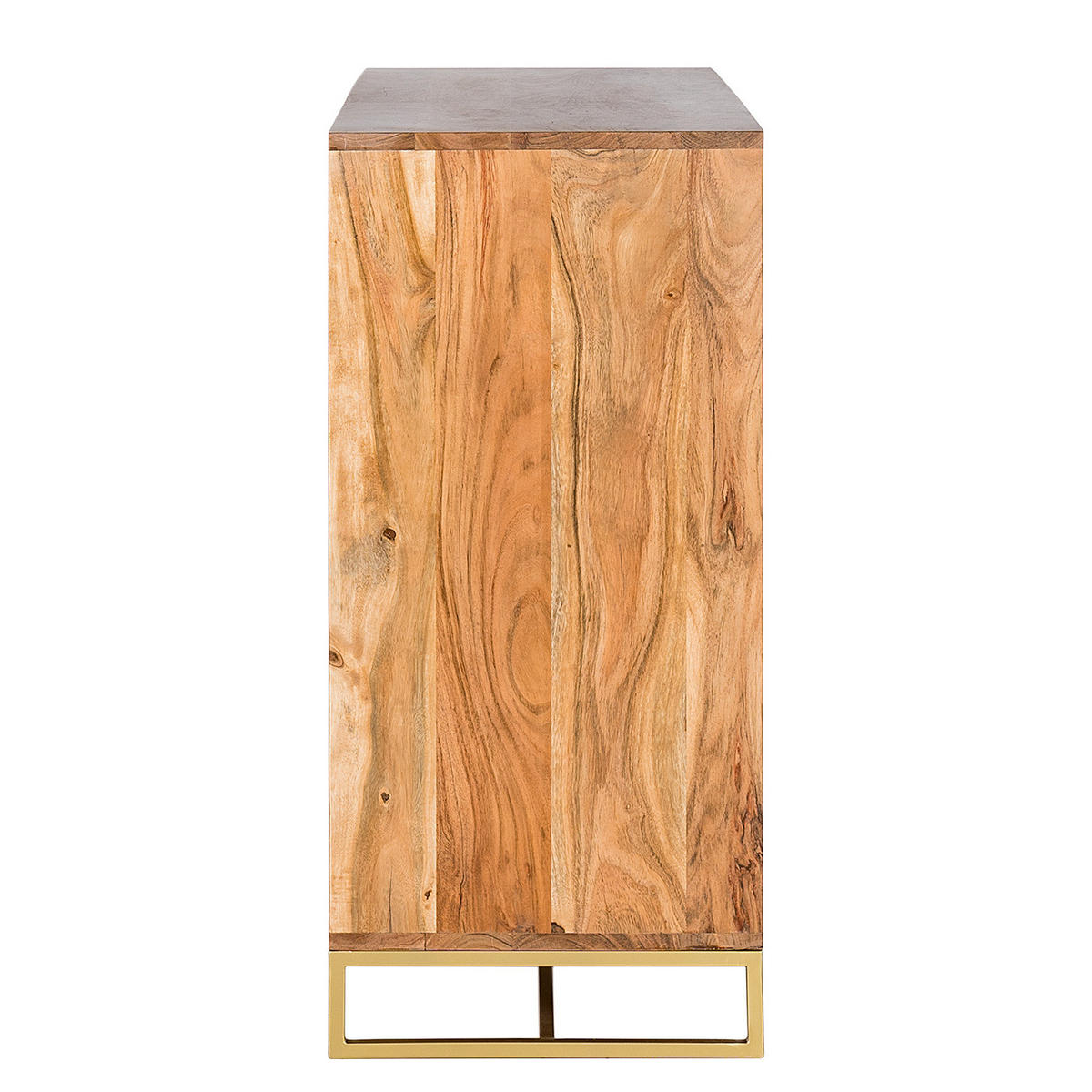 KOMMODE mit 2 Türen - Akazie massiv / Eisen - Akaziefarben, Holz (117/85/40cm) - home24