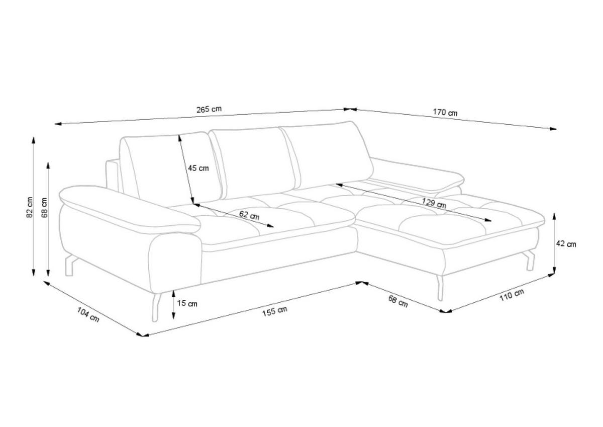 ECKSOFA VESPA Beige 265x170x82 cm - Beige, Textil (265/170cm) - FURNLUX