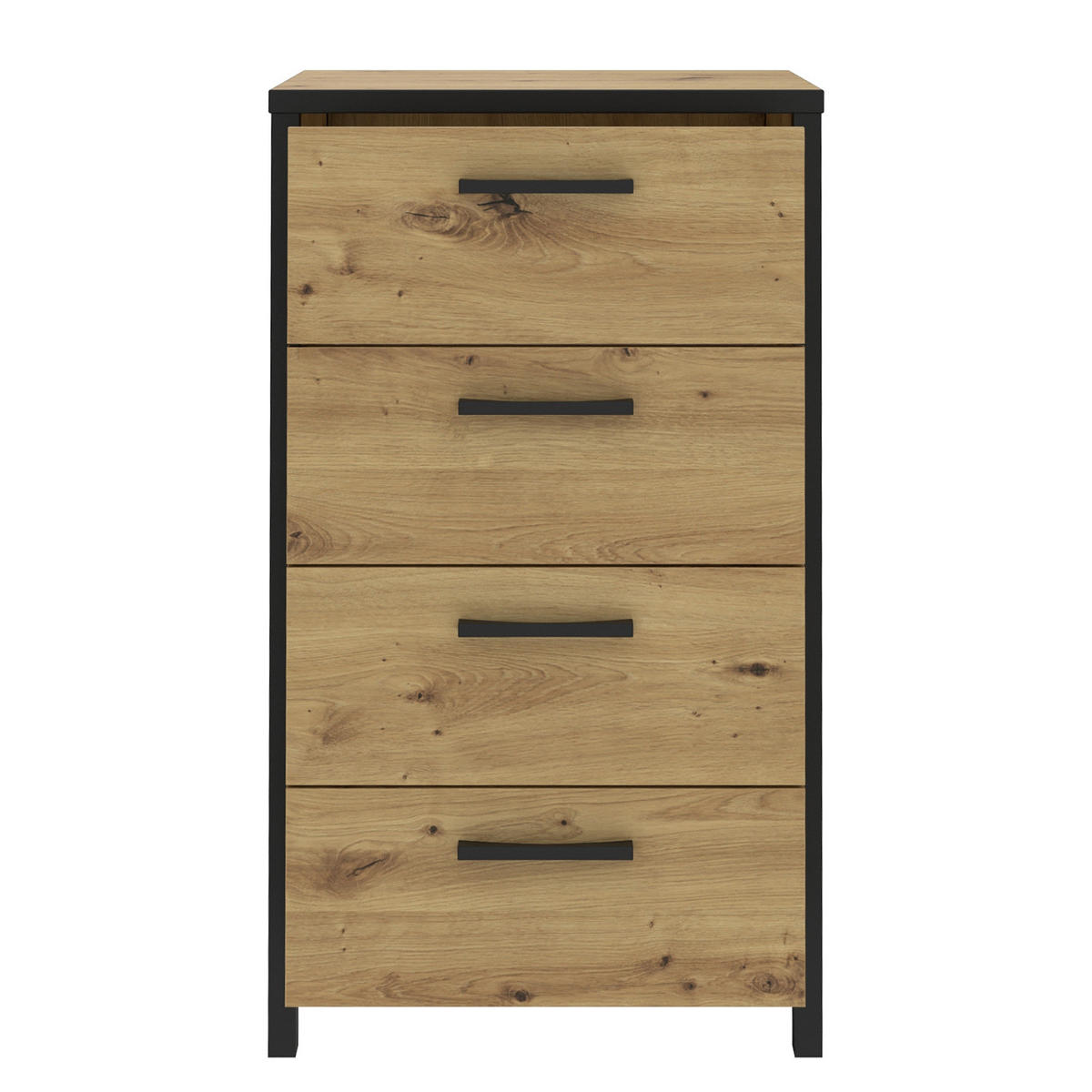 KOMMODE - Eiche Artisan Dekor / Schwarz - Schwarz/Braun, Holzwerkstoff/Kunststoff (51/90/40cm) - home24