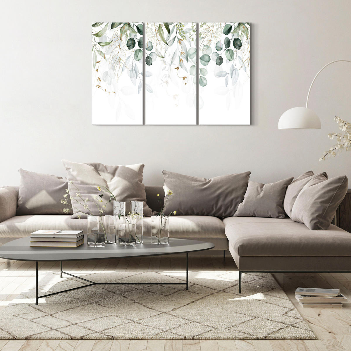 LEINWANDBILD Blätter 3-tlg. 90x60 cm - Multicolor, Holz (90/60cm) - LUMASOUL