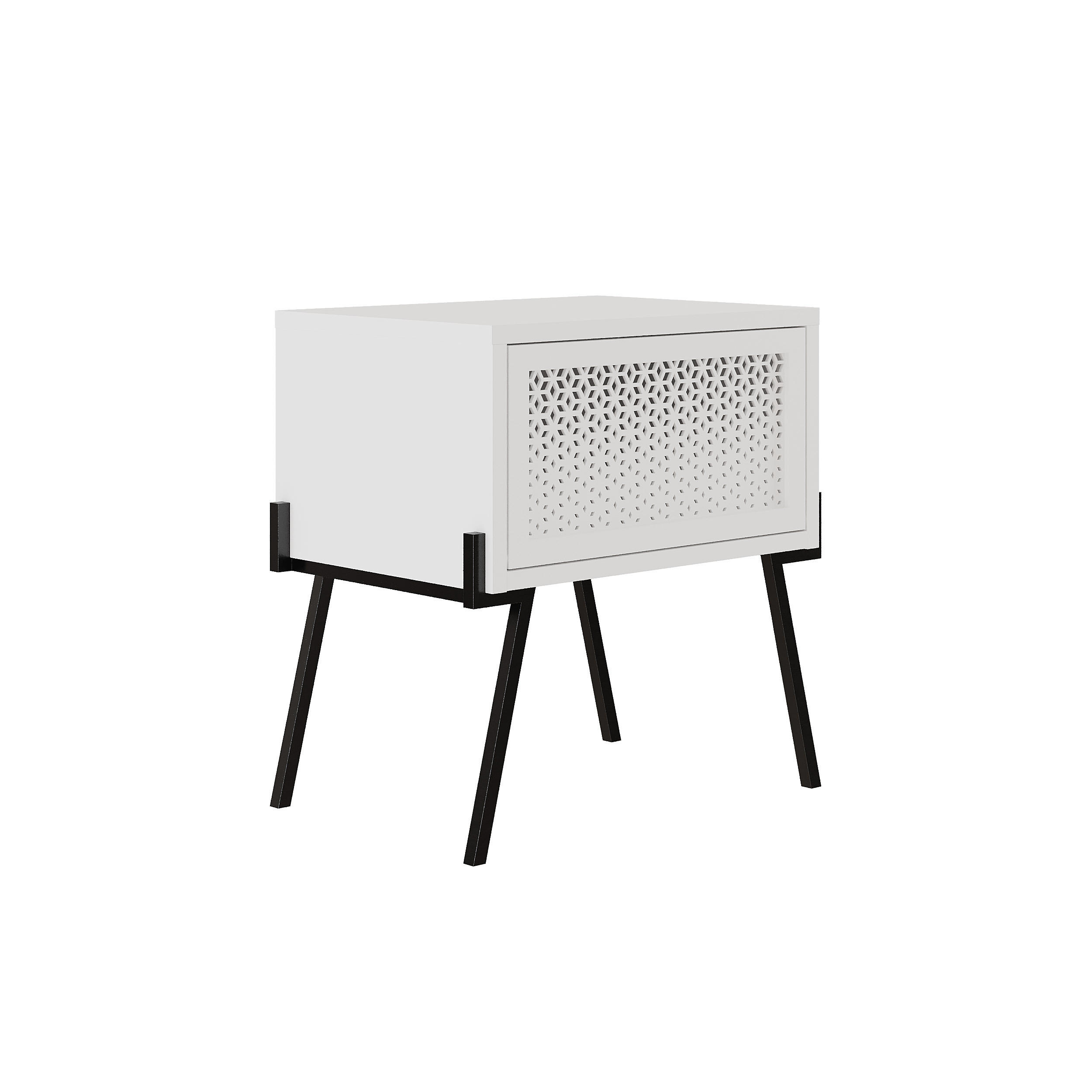 NACHTTISCH Naive Weiß 51/48/34 cm - Weiß, Holzwerkstoff (48/51/34cm) - Decortie