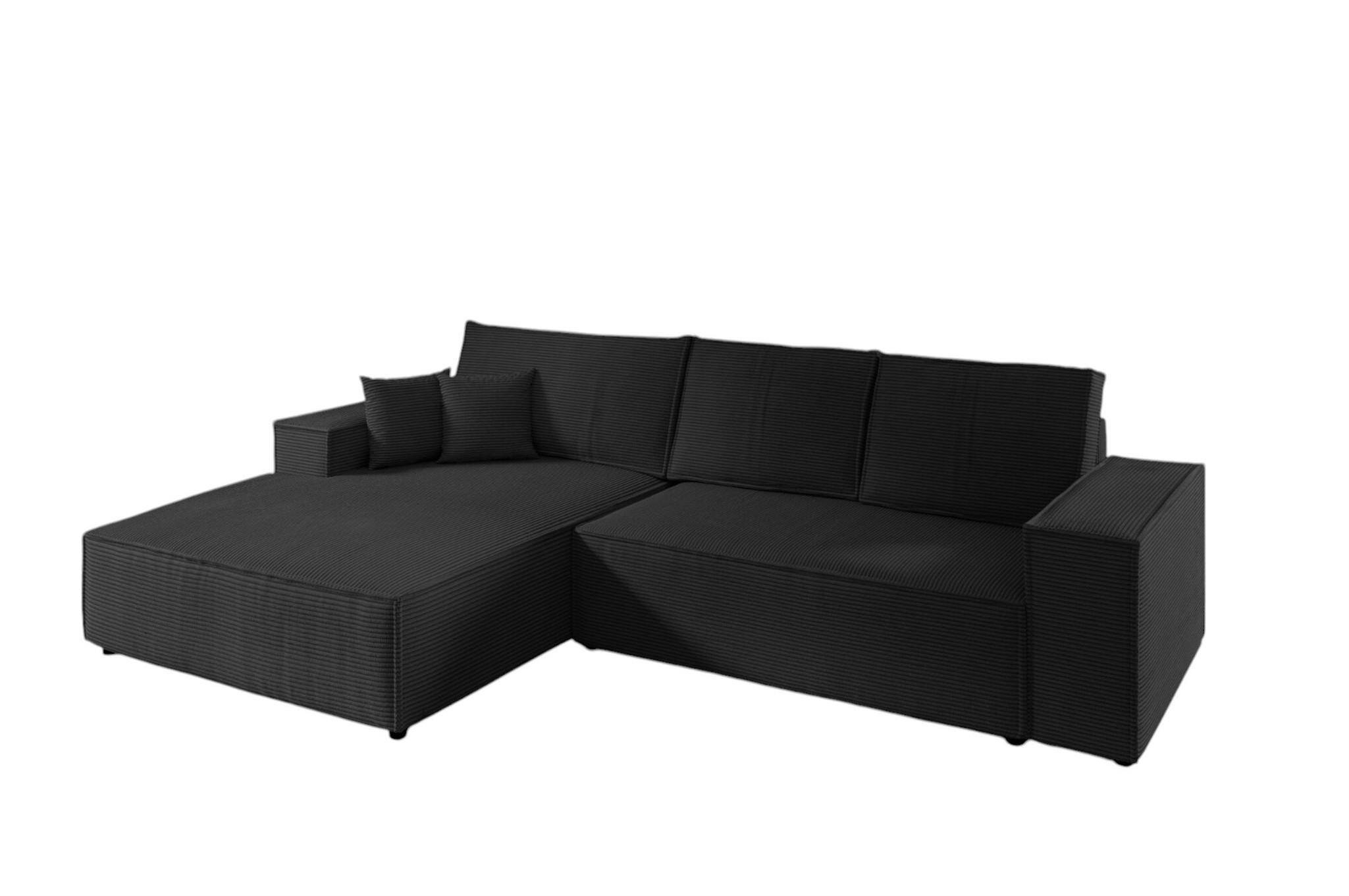 ECKSOFA Corunia In Poso - Schwarz, Holzwerkstoff/Textil (294/185cm) - Fun Möbel