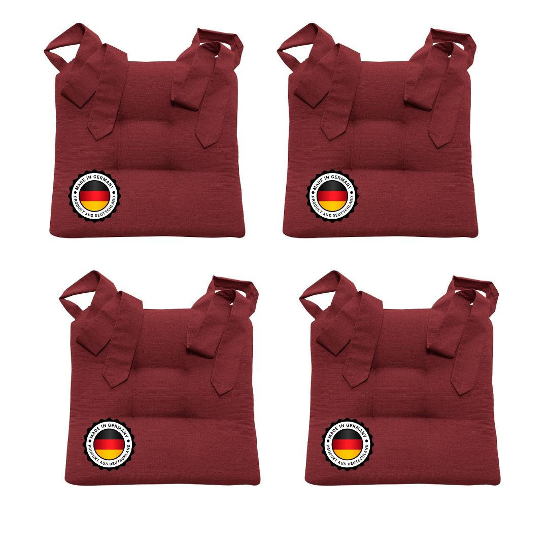 STUHLKISSEN mit Schleifenband 4er Set - Rot, Textil (46/42/7cm) - Bonvionn