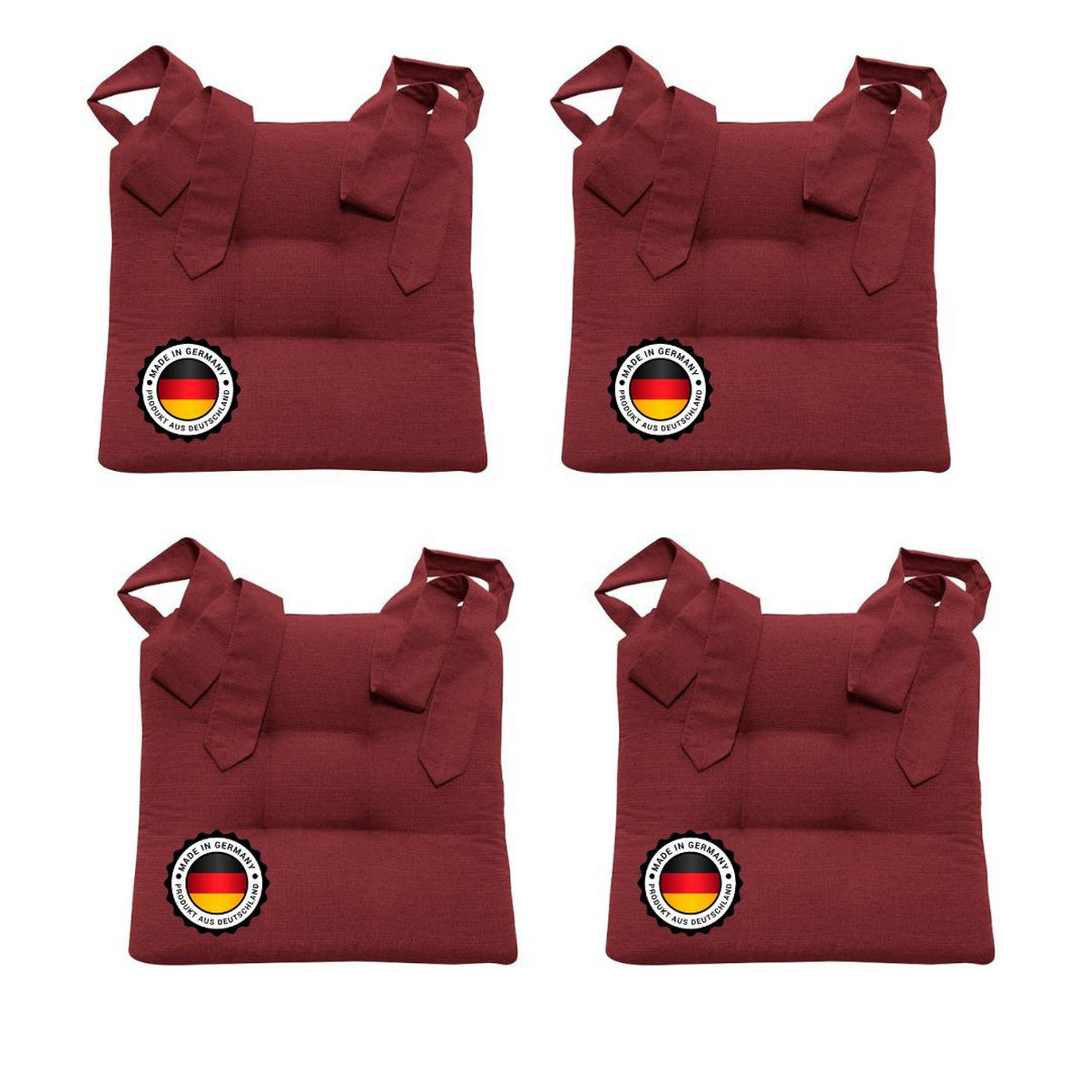 STUHLKISSEN mit Schleifenband 4er Set - Rot, Textil (46/42/7cm) - Bonvionn
