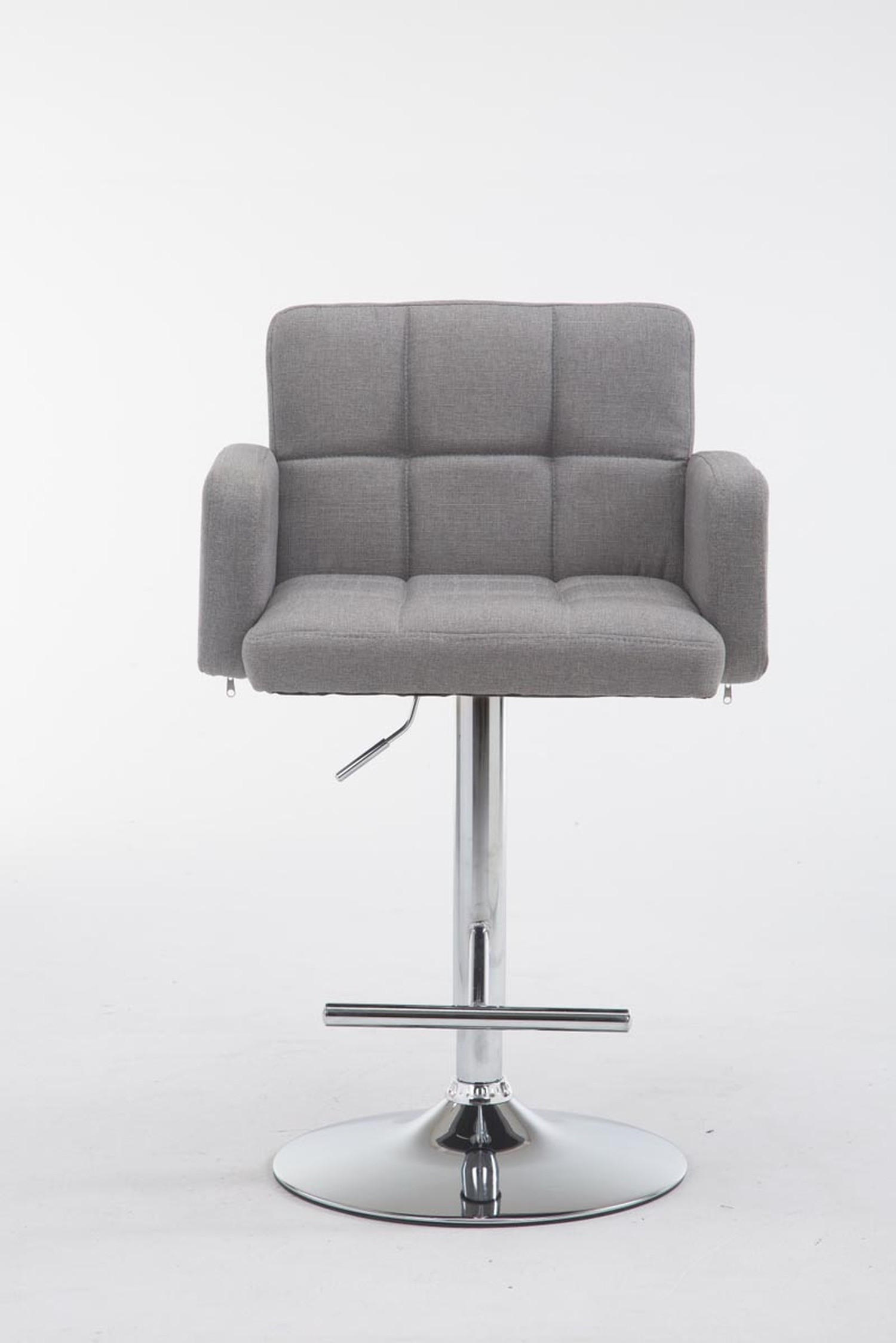 BARHOCKER Lausanne, Gestell Metall in Chromoptik, Stoff Grau - Chromfarben/Grau, Textil/Metall (60/100/56cm) - TPFLiving
