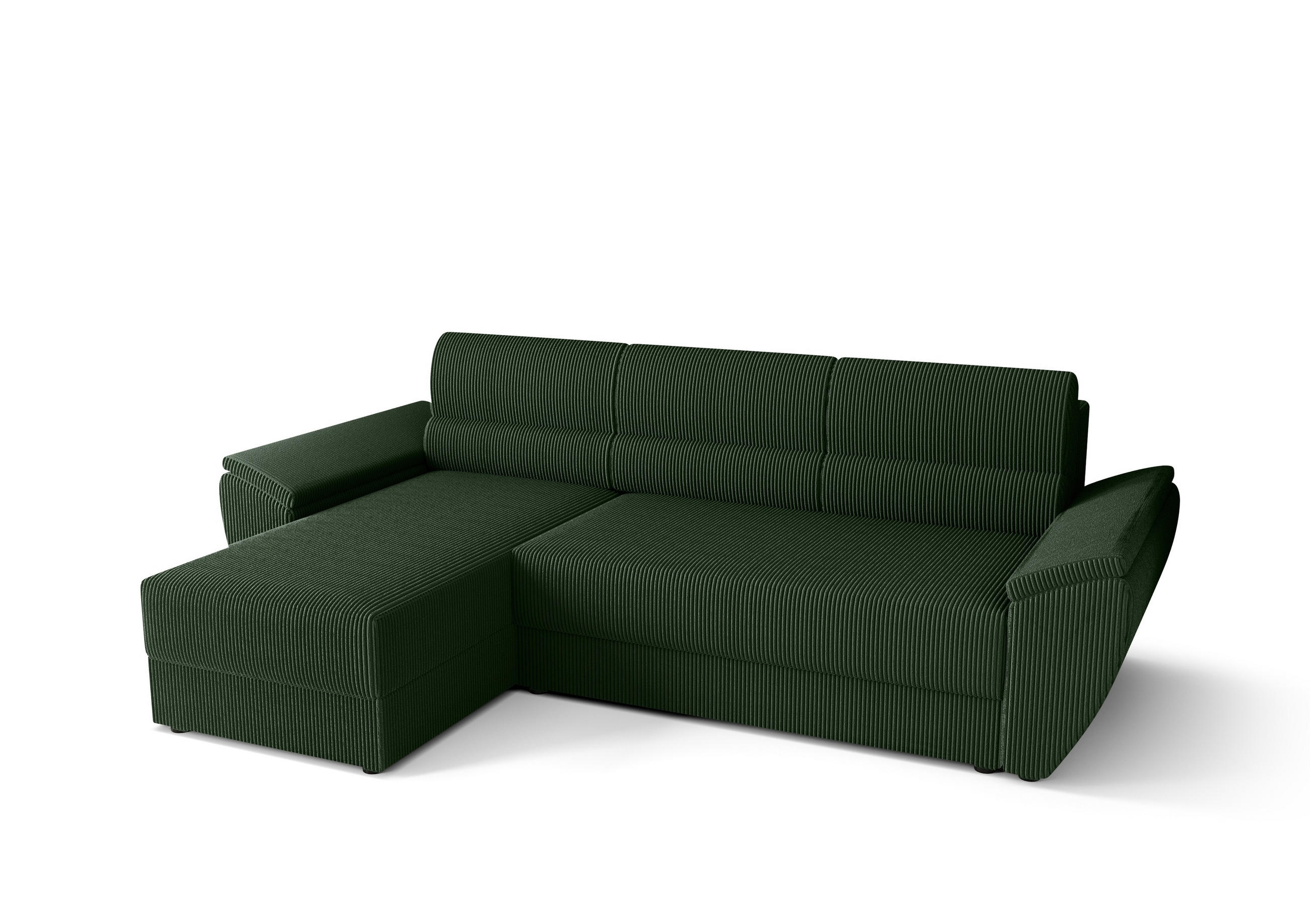 ECKSOFA L REBI L2 Poso 14 Links mit Schlaffunktion, Grün, L-Form - Grün, Textil (251/140cm)
