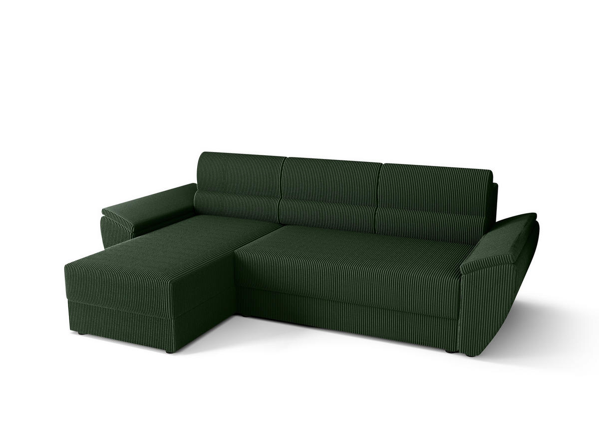 ECKSOFA L REBI L2 Poso 14 Links mit Schlaffunktion, Grün, L-Form - Grün, Textil (251/140cm)