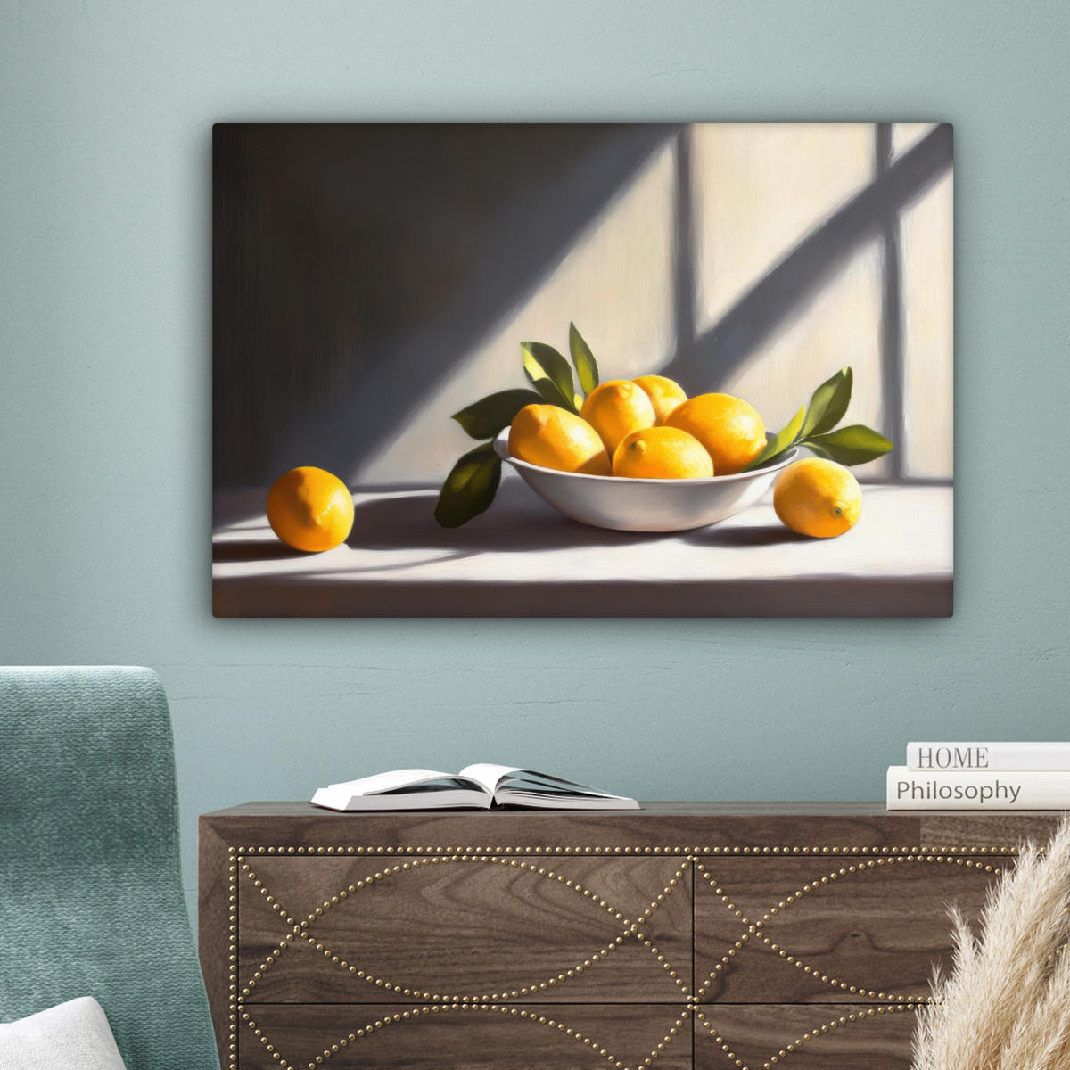 LEINWANDBILD Zitronen - Stilleben - Gelb Wanddeko 90x60 cm - Gelb, Textil (90/60cm) - MuchoWow