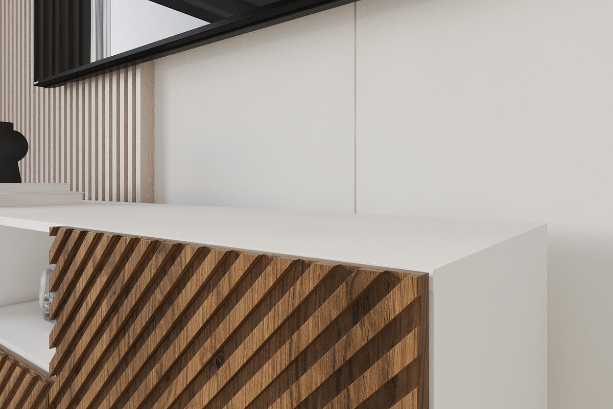 LOWBOARD ZENO-W 140x40x41 cm - Weiß / Katania - Eiche Wotan, Holzwerkstoff (140/40/41cm) - ALTDECOR