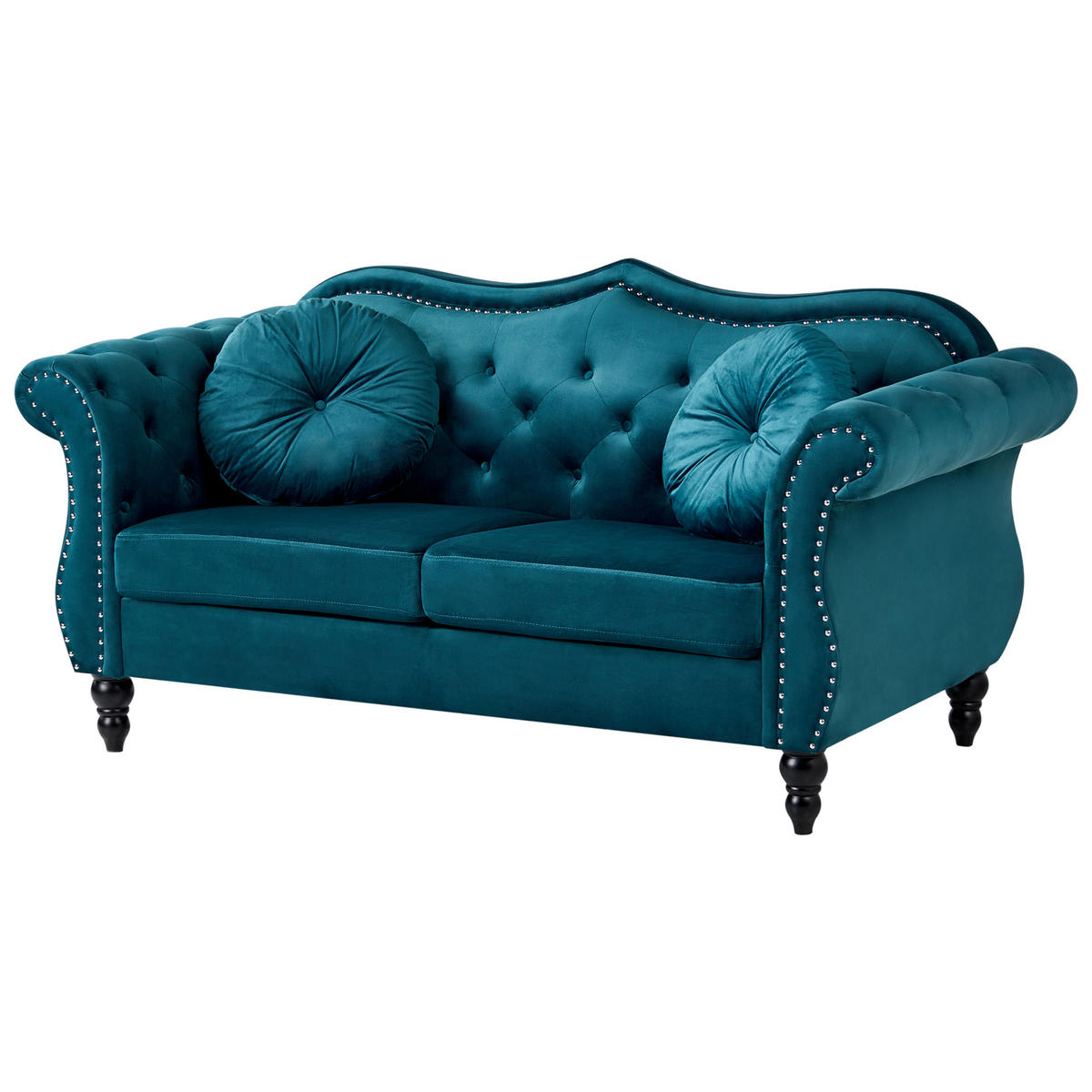 2-SITZER-SOFA Samtstoff Blaugrün Skien - Jadegrün, Textil (166/86/78cm) - Beliani