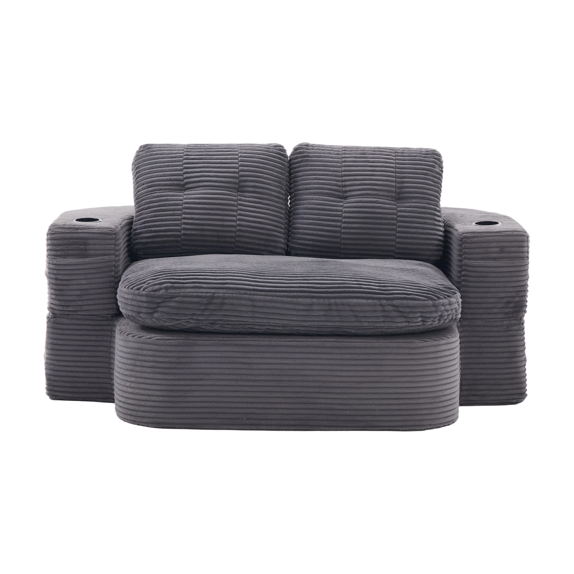 SCHLAFSOFA DE-33608 2-in-1 mit Getränkehaltern und tiefer Sitzfläche Dunkelgrau - Dunkelgrau, Textil (165/61/97cm) - ComfortXL
