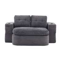SCHLAFSOFA DE-33608 2-in-1 mit Getränkehaltern und tiefer Sitzfläche Dunkelgrau - Dunkelgrau, Textil (165/61/97cm) - ComfortXL