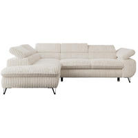 ECKSOFA PETER L Beige Cord - Links Seite - Beige/Schwarz, Textil/Metall (208/273cm) - MKS