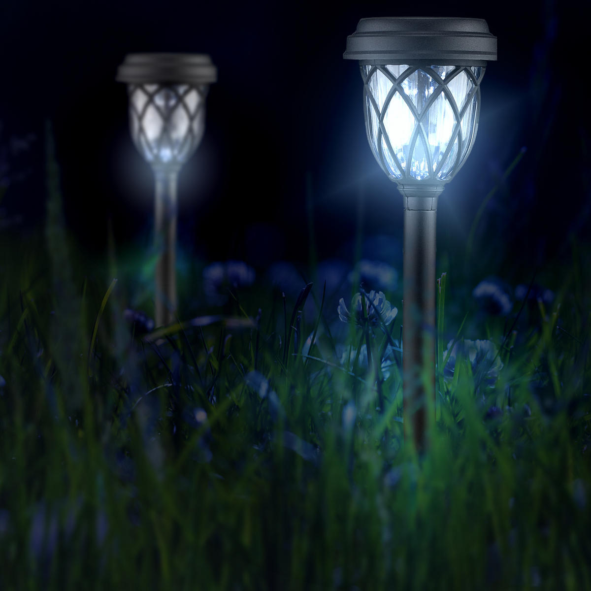 SOLARLAMPEN Set - Schwarz, Kunststoff (10/10/42.5cm) - Relaxdays