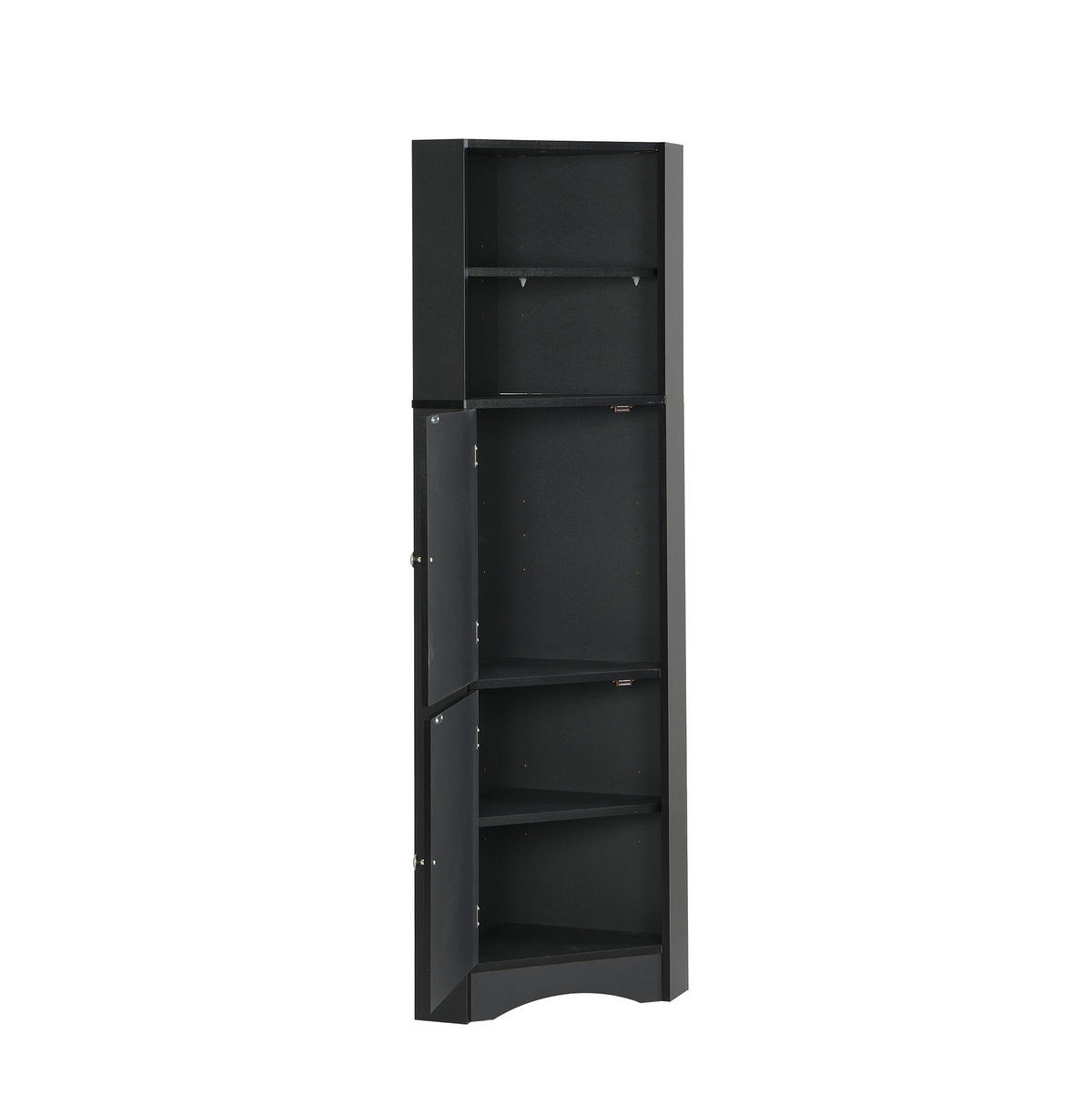 BADSCHRANK Eckschrank mit Ablagefächern 36,5 x 36,5 x 155 cm Schwarz - Schwarz, Holzwerkstoff (36.5/155/36.5cm) - Beauniv