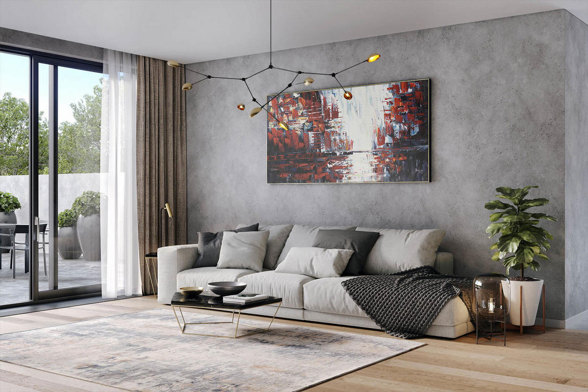 XXL ÖLGEMÄLDE Rot 200/100 cm - Rot/Weiß, Holz/Textil (200/100cm) - KUNSTLOFT