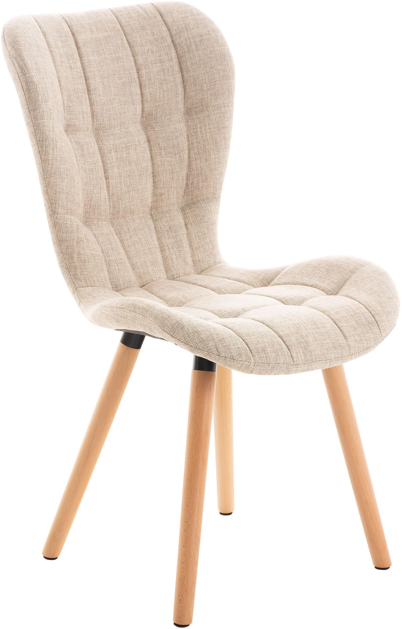 STUHL Stoff creme - Eukalyptusholzfarben/Creme, Holz/Textil (50/88/63cm) - CLP