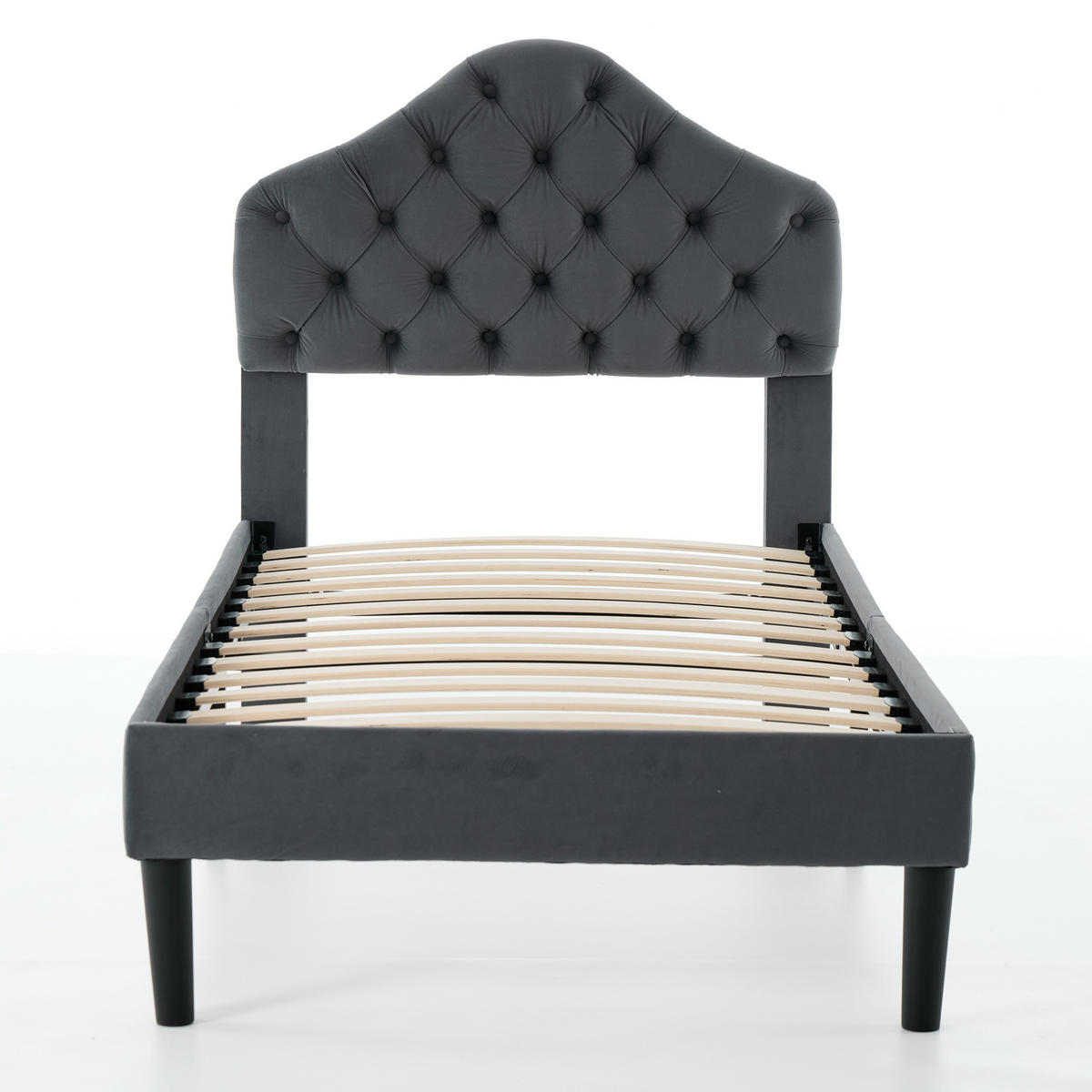 POLSTERBETT 90/200 cm DE-32939 mit verstellbarem Kopfteil Grau - Grau, Metall (90/200cm) - ComfortXL