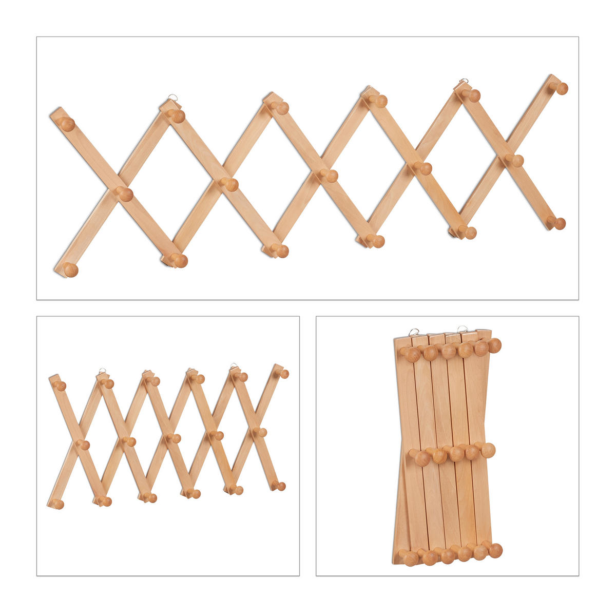 WANDGARDEROBE - Hellbraun, Holz (182.5/7.5/7.5cm) - Relaxdays