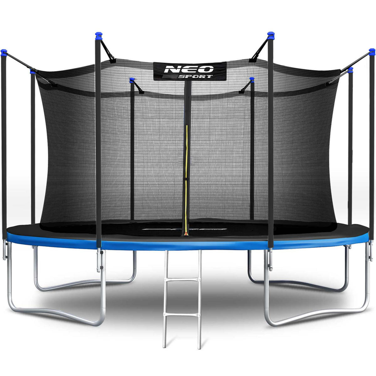 GARTENTRAMPOLIN 12 ft/374 cm mit Innennetz und Leiter - Blau, Metall (374/374cm)