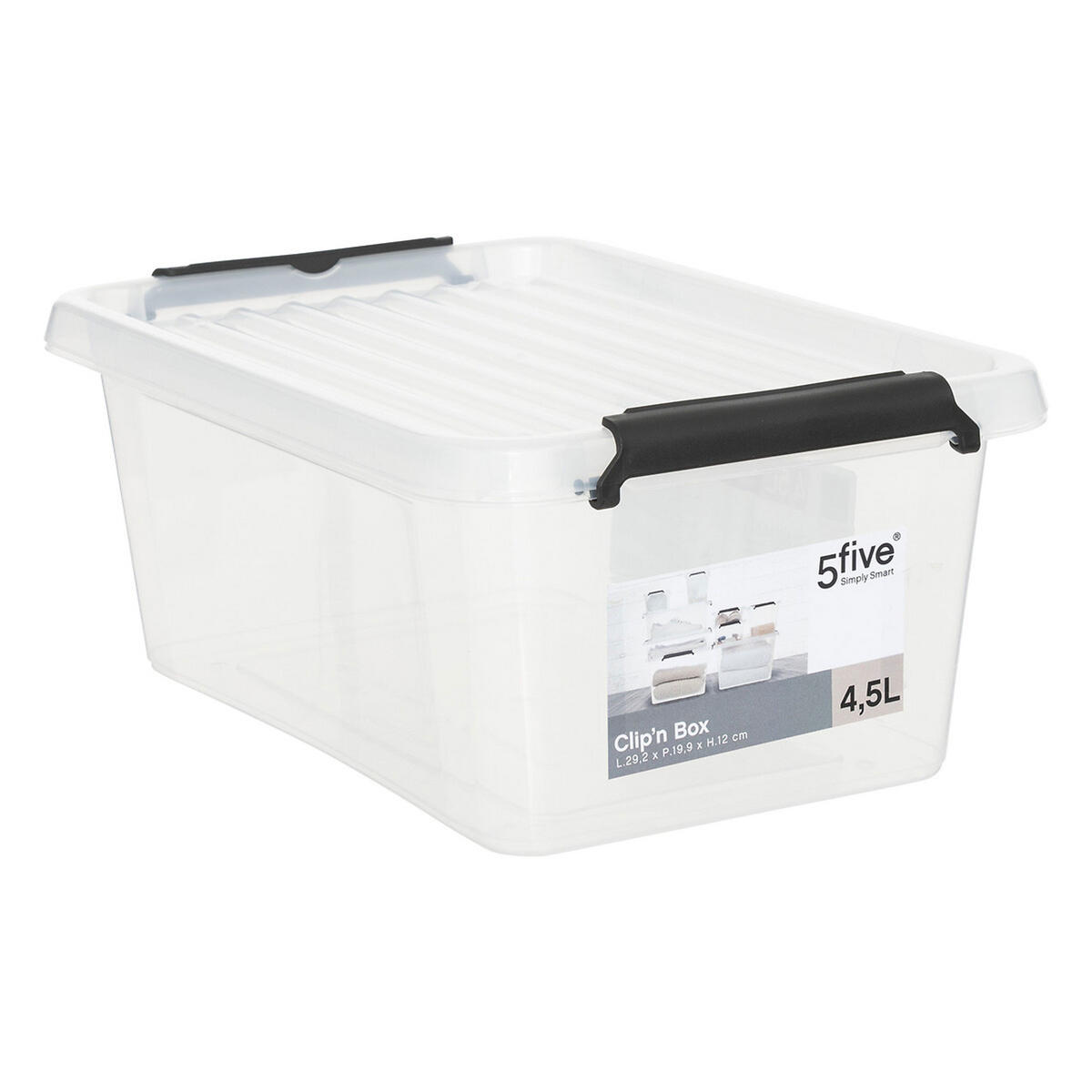 AUFBEWAHRUNGSBOX Clip N Box, PP-Kunststoff, Transparent, 4.5 Liter - Transparent, Kunststoff (20/12.5/29.5cm) - 5five Simply Smart