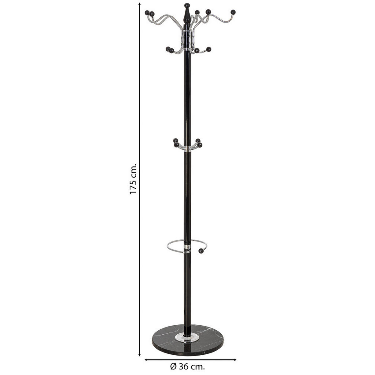 GARDEROBE aus metall 36x175cm - Schwarz, Metall (36/175/36cm) - Wanderlust