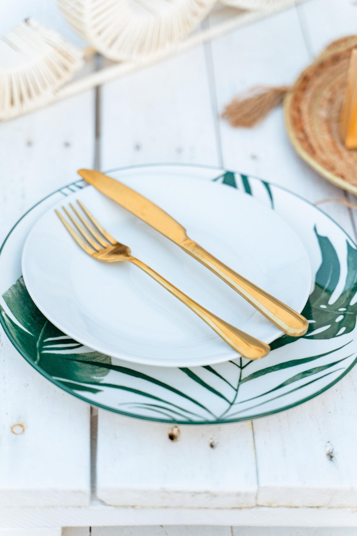 GESCHIRR-SET 18-teilig Palme Grün - Multicolor/Grün, Keramik (7/28/9.5cm) - Secret de Gourmet