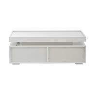 COUCHTISCH 95/45/35 cm weiß aus Spanplatte mit LED und 2 Schubladen - Weiß, Holzwerkstoff (95/45/35cm) - OKWISH