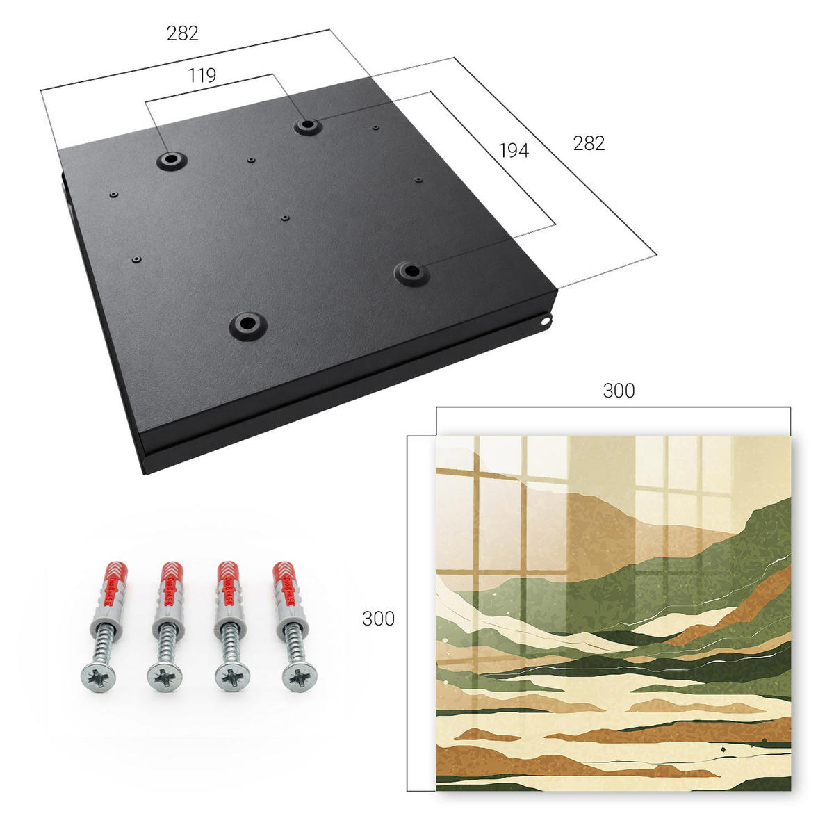 SCHLÜSSELBOX Schwarz 30x30 cm- Türöffnung nach rechts - Bergfrieden - Beige, Metall (30/30/5cm) - TULUP