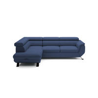 ECKSOFA RAVEN L mit Schlaffunktion und Bettkasten, Freistehend, Polstersofa mit Verstellbaren Kopfstützen, 257x198x96 cm, Linke, Blau - Blau, Holz/Textil (198/256cm) - DomoHome