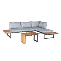 LOUNGESET 3tlg. Nairobi, Aluminium,Akazie - Anthrazit/Grau, Metall - dasmöbelwerk