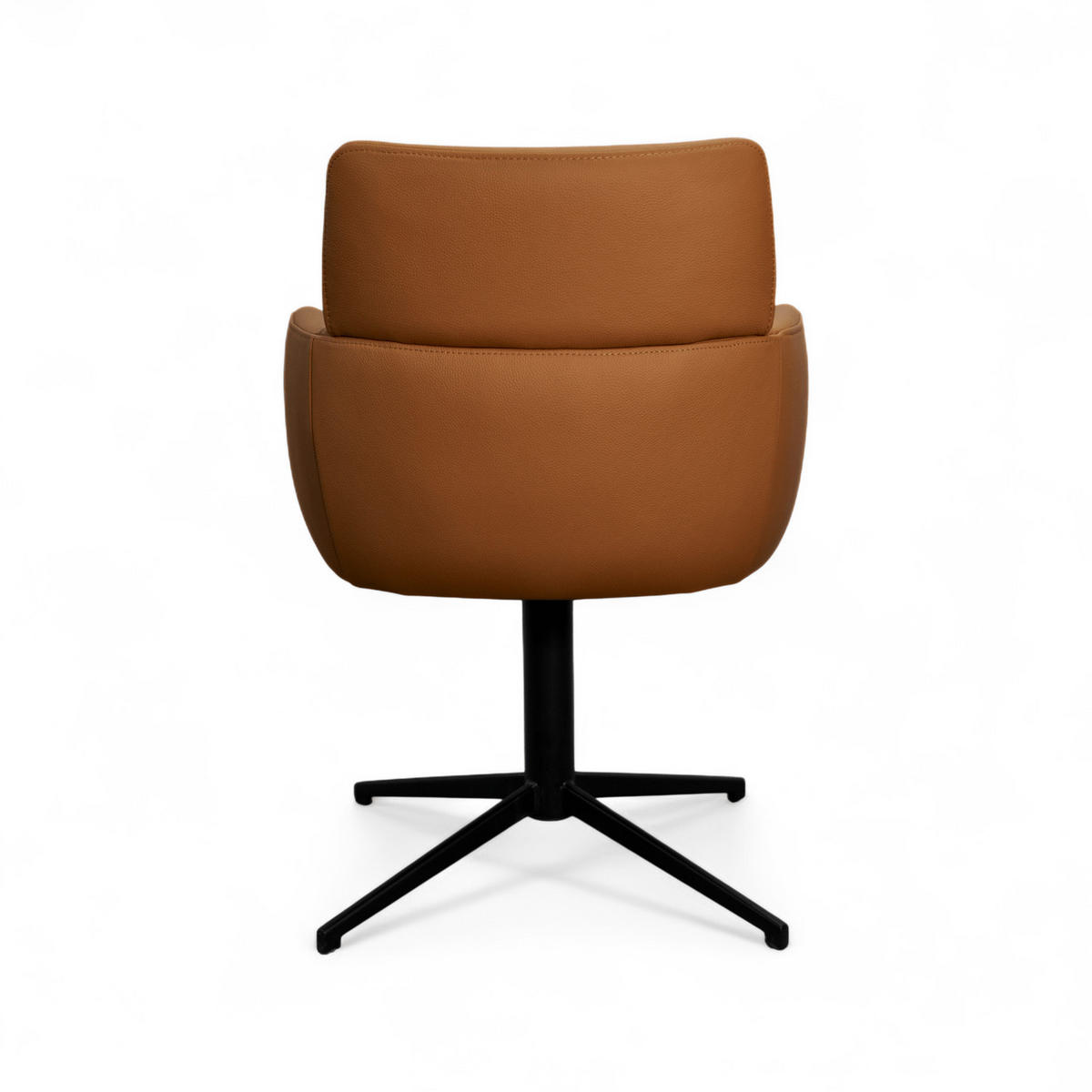 STUHL 1 Stück in Echtleder Cognacbraun - Schwarz/Braun, Leder/Metall (58/83/58cm) - Furnhouse