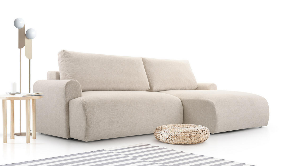 ECKSOFA mit Schlaffunktion Brauel, Creme - Creme, Textil (150/260cm) - Meblito