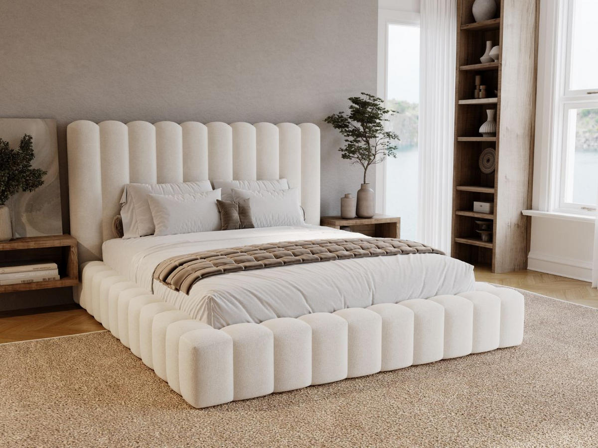 POLSTERBETT Rotto 180x200 Creme - Creme/Naturfarben, Holz/Kunststoff (180/200cm) - Graingold