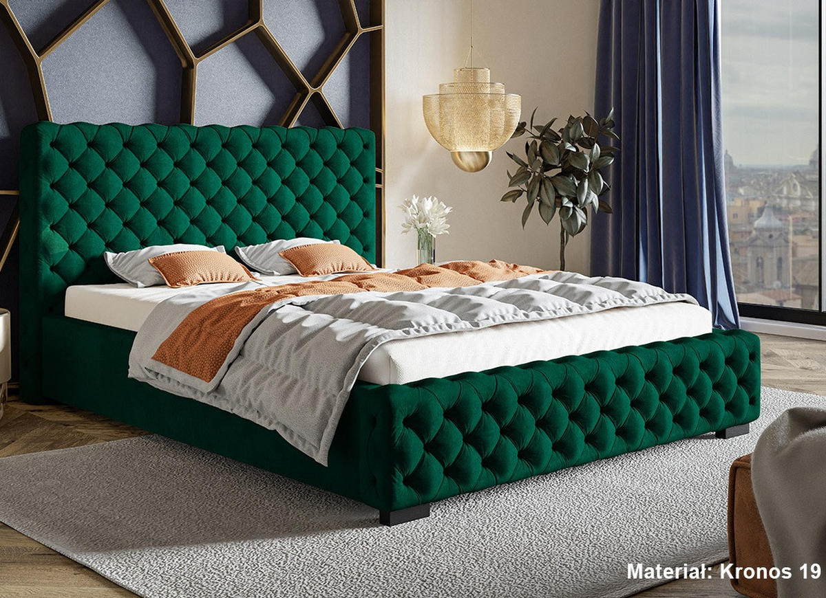 BETT Grün BEN 12 Gepolstert Mit Bettkasten 160x200 cm - Grün, Textil (160/200cm) - Sepro Meble